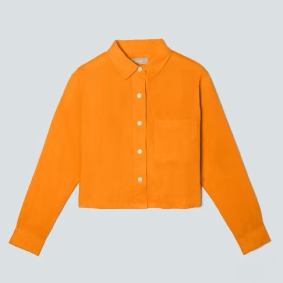 Everlane NWT cropped linen orange turmeric shirt - Picture 2 of 5